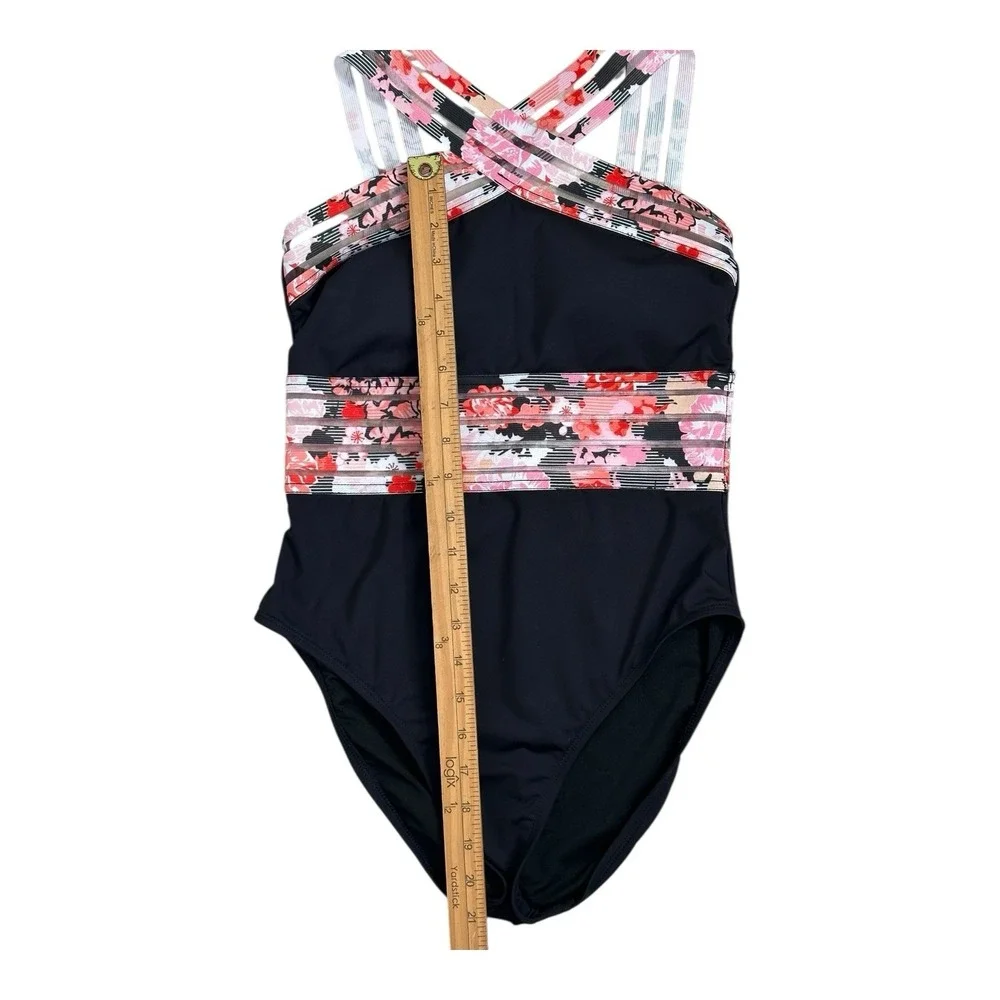 Kenneth Cole New York Women's Sweet Sakura Cross Strap Neck One‎ Piece SZ: SMALL